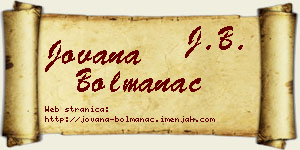 Jovana Bolmanac vizit kartica